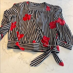 Madewell Floral Striped Wrap Top